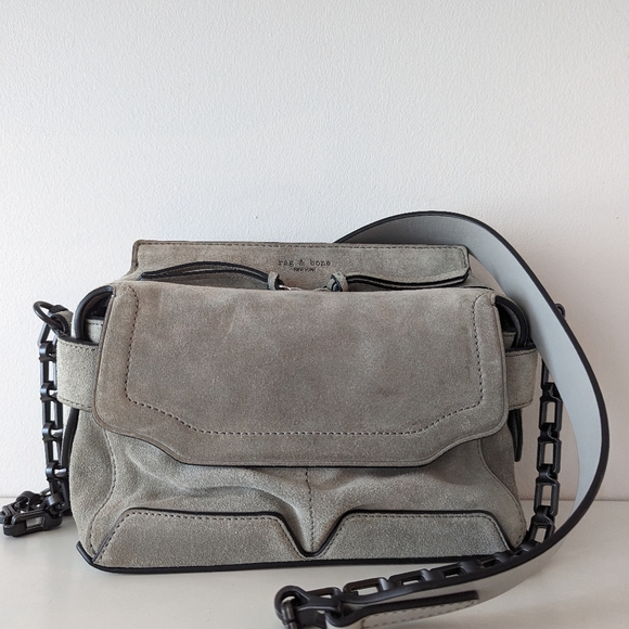 Rag & Bone Grey Suede Chain Link Bag - Picture 6 of 8